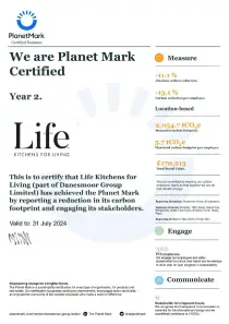 Planet mark certificate for Life Kitchens