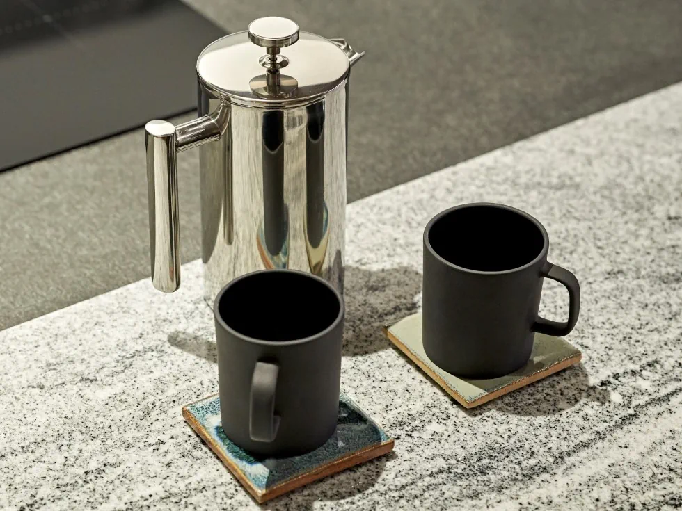 Coffee press with mugs